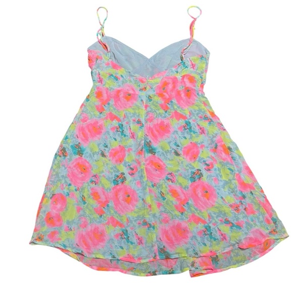 Mono B Watercolor Floral Spaghetti Strap Lined Mini Sundress Size Small - Picture 3 of 5